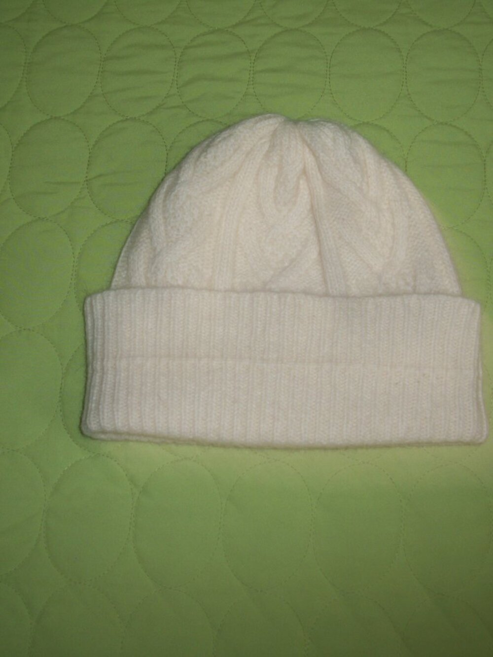 White Cable Knit Beanie Hat